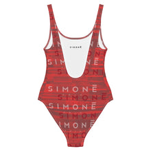 Load image into Gallery viewer, 'Simone Swim' Stamp One-Piece Swimsuit - Cherry Red