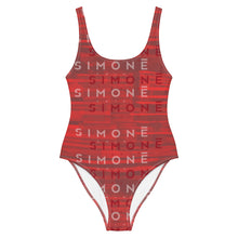 Load image into Gallery viewer, 'Simone Swim' Stamp One-Piece Swimsuit - Cherry Red