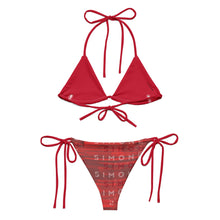 Load image into Gallery viewer, 'Simone Swim' Stamp Recycled String Bikini Set - Cherry Red