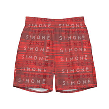 Load image into Gallery viewer, 'Simone Swim' Stamp Print Recycled Swim Trunks - Cherry Red