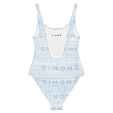 Load image into Gallery viewer, &#39;Simone Swim&#39; Stamp One-Piece Swimsuit - Icey Blue
