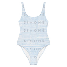 Load image into Gallery viewer, &#39;Simone Swim&#39; Stamp One-Piece Swimsuit - Icey Blue
