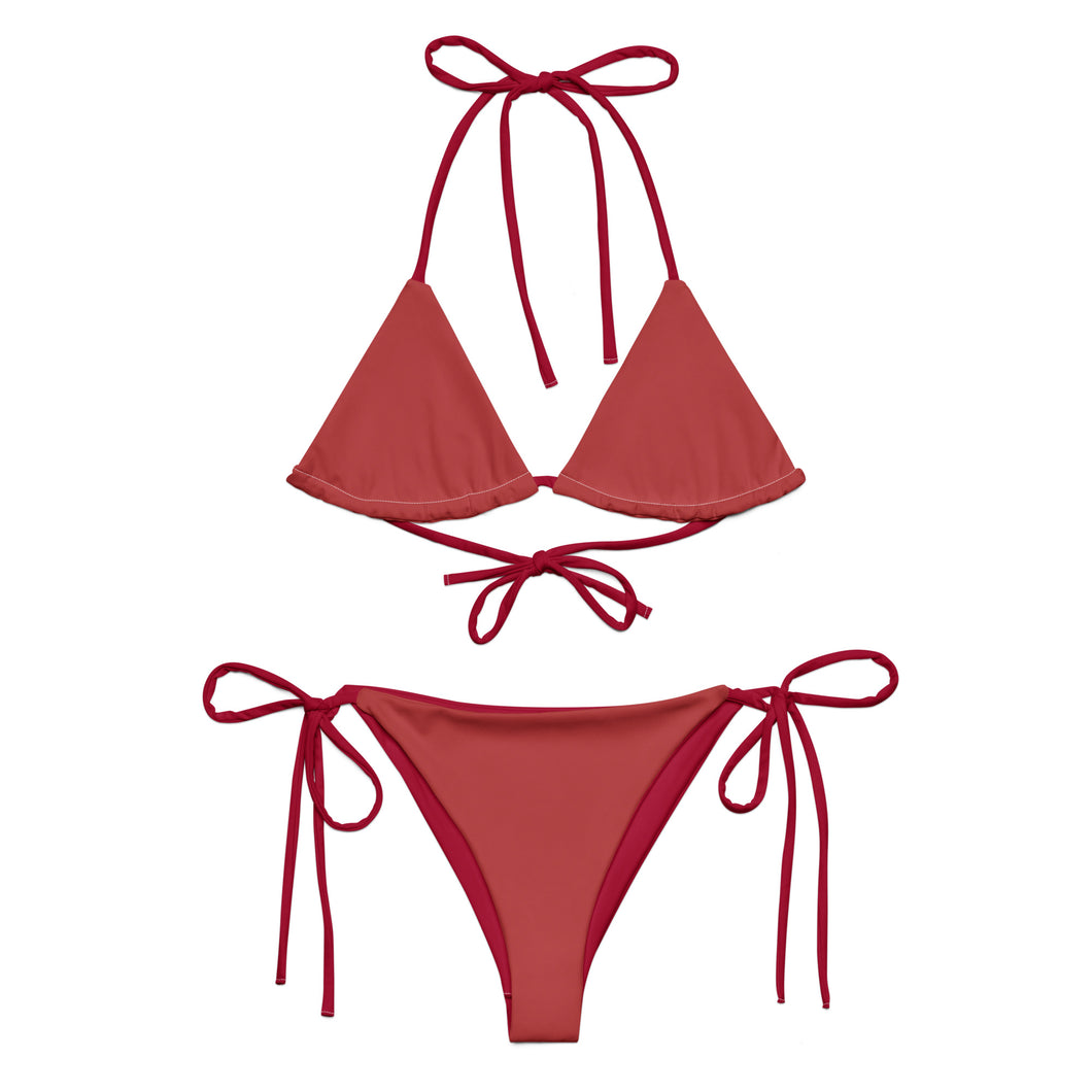 Cherry Red Recycled String Bikini Set